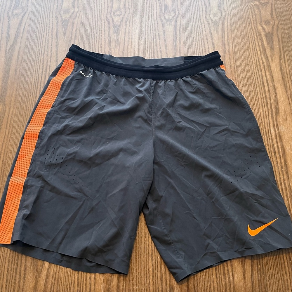 Nike Men's Gray and Orange Running  Shorts size Medium